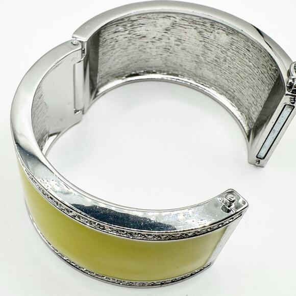 Ann Taylor Yellow Enamel Bracelet  Wide Bangle Magnetic Closure Preppy Jewelry - Picture 6 of 11